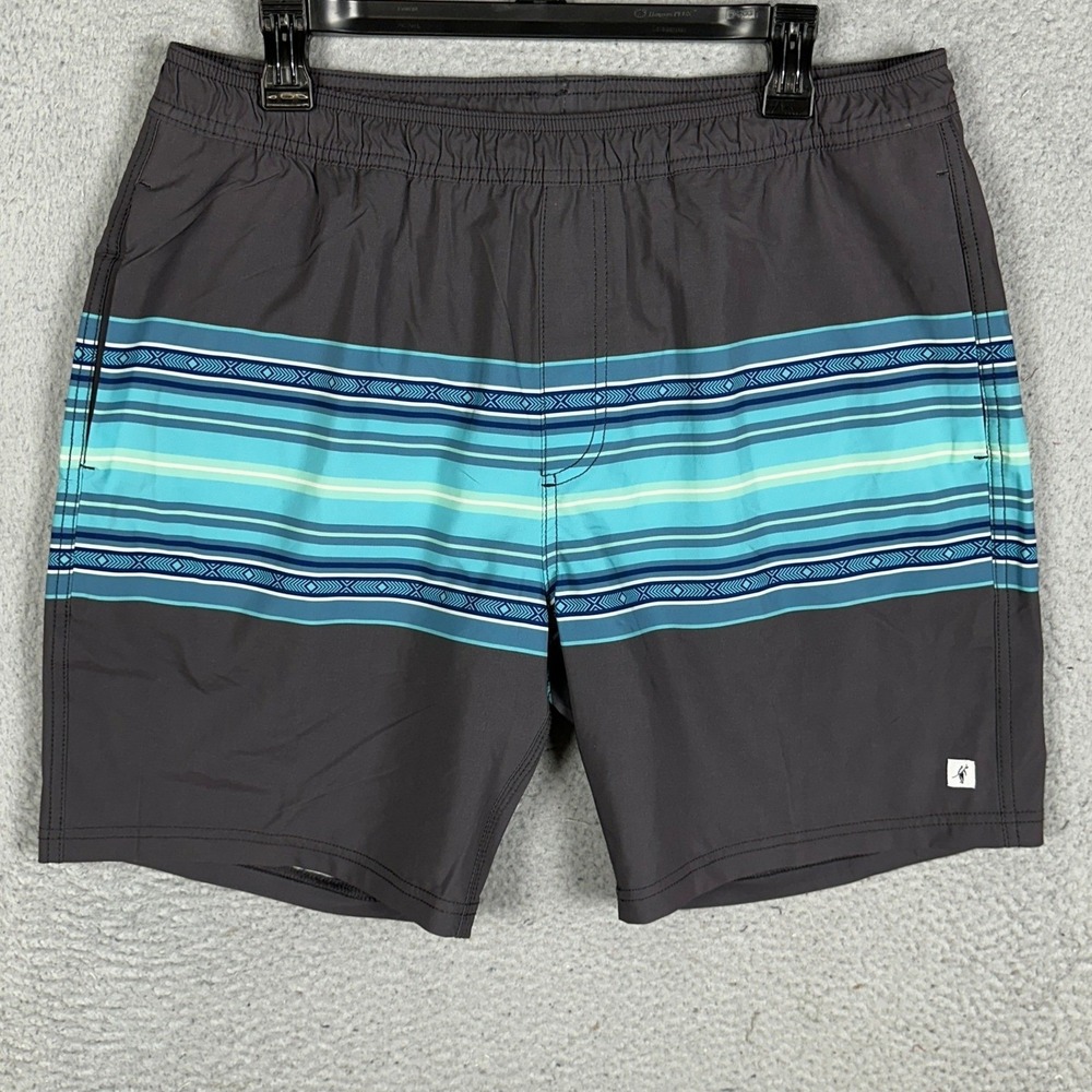 Toes on the Nose Swim Trunks Mens Large Gray Blue Stretch Surf Board Shorts EUC